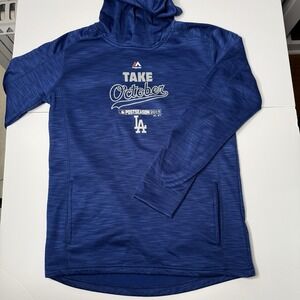 Majestic Take October 2015 Dodgers Postseason Hoodie MLB Blue Youth XL See Notes